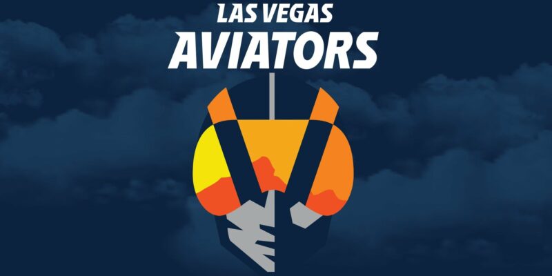 Image of the Las Vegas Aviators baseball team logo. The logo features a baseball with wings in the center, surrounded by a blue and gold circular border with the words 'Las Vegas Aviators' in blue and gold letters at the top and bottom.